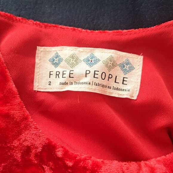 Free People Anthropologie red ballerina velour and chiffon dress - Picture 3 of 8